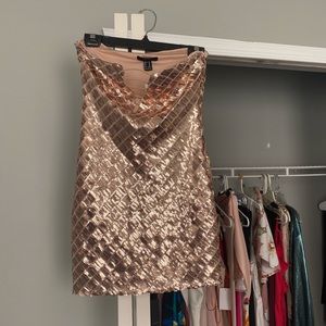 Forever 21 strapless gold dress